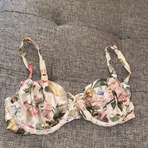Vintage maiden form floral satin soft girl romantic coquette lace bra size 32b